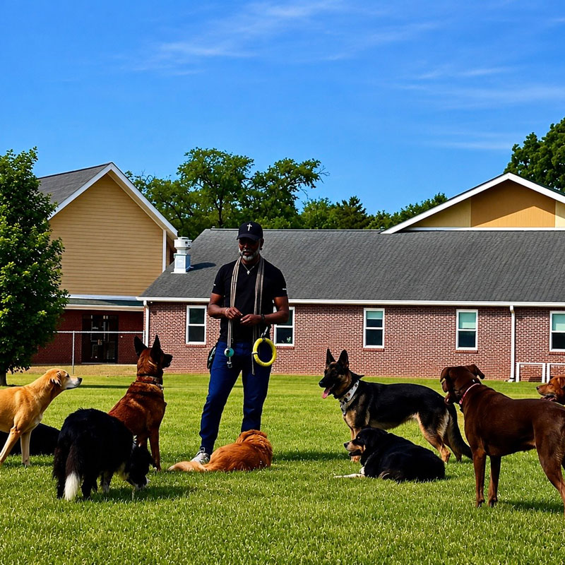 dogs and dog trainer